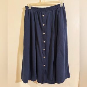 Vintage Jaclyn Smith Navy Button-Front Midi Skirt